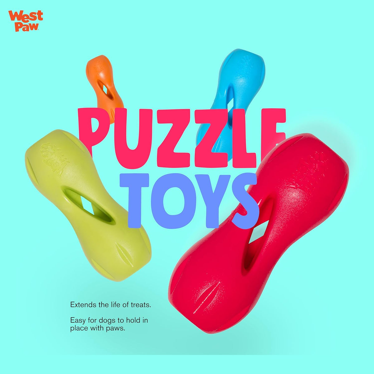 West Paw Zogoflex Qwizl Interactive Treat Dispensing Dog Puzzle Treat Toy for Dogs, Granny Smith