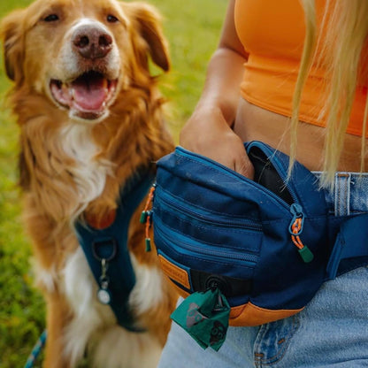 Wilderdog Utility Fanny Pack stores Treats, Balls, Keys in 3 Pockets with adjustable strap and Poop