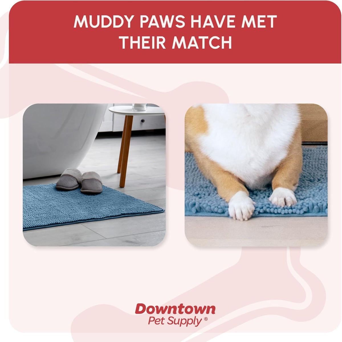 My Doggy Place Medium Faded Denim Microfiber Dog Mat, 31" x 20", Absorbent and Quick-Drying