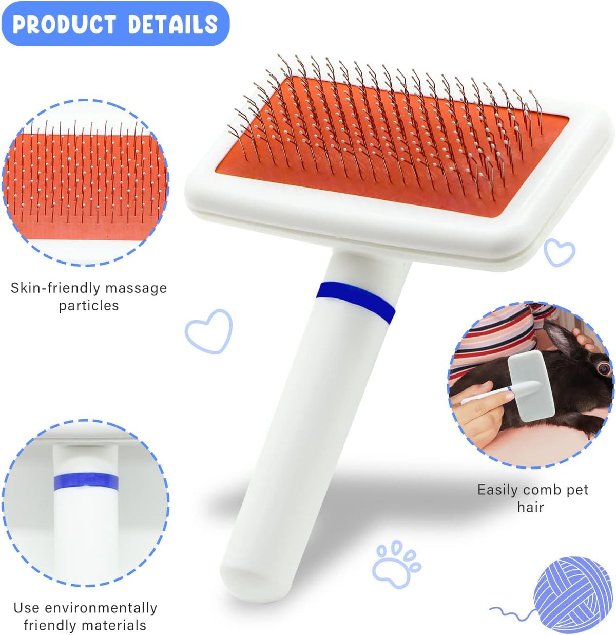 Pet Grooming Kit with Slicker Brush Bath Massage Glove Brush Pet Shedding Comb Nail Clipper Trimmer
