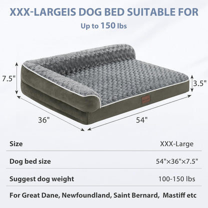 BFPETHOME Orthopedic Dog Beds for Large Dogs-Waterproof Sofa Dog Bed with Removable Washable Cover