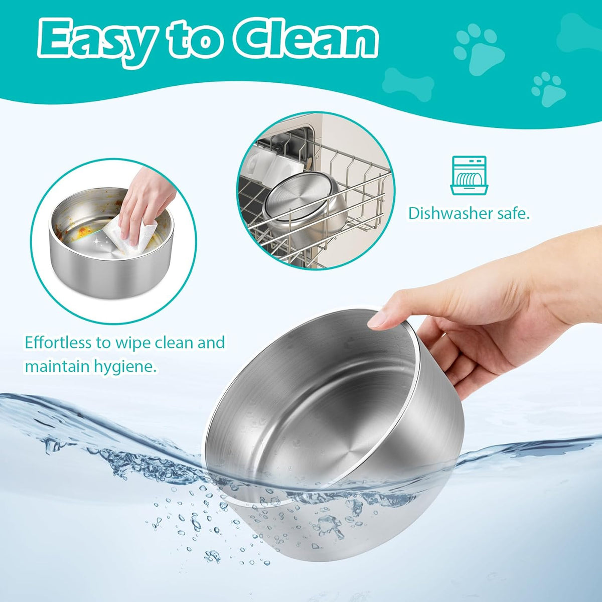 LIANLAI Stainless Steel Dog Bowls, Rust-Resistant Metal Large Dog Bowl, Double-Walled Puppy Water