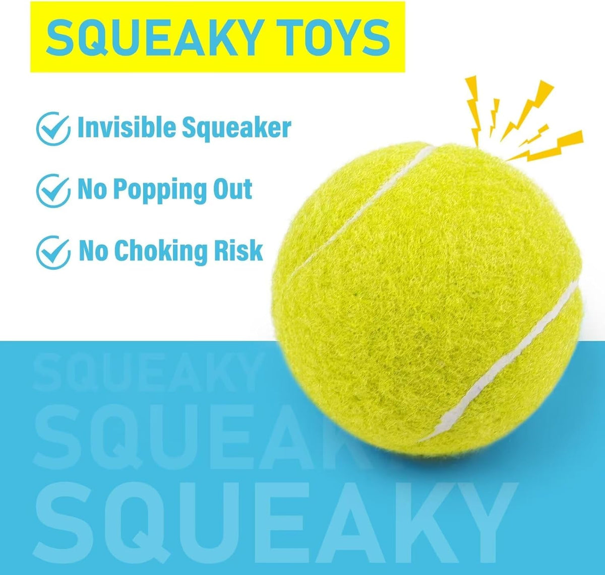 Prime Pets Tennis Balls for Dogs, 2.5 Inch Squeaky Dog Balls for Play & Fetch, Squeaky Tennis Balls