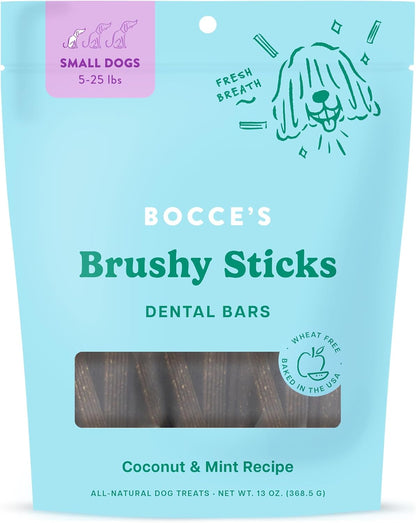 Bocce’s Bakery Dailies Brushy Sticks to Support Oral Health & Fresh Breath, Wheat-Free Dental Bars
