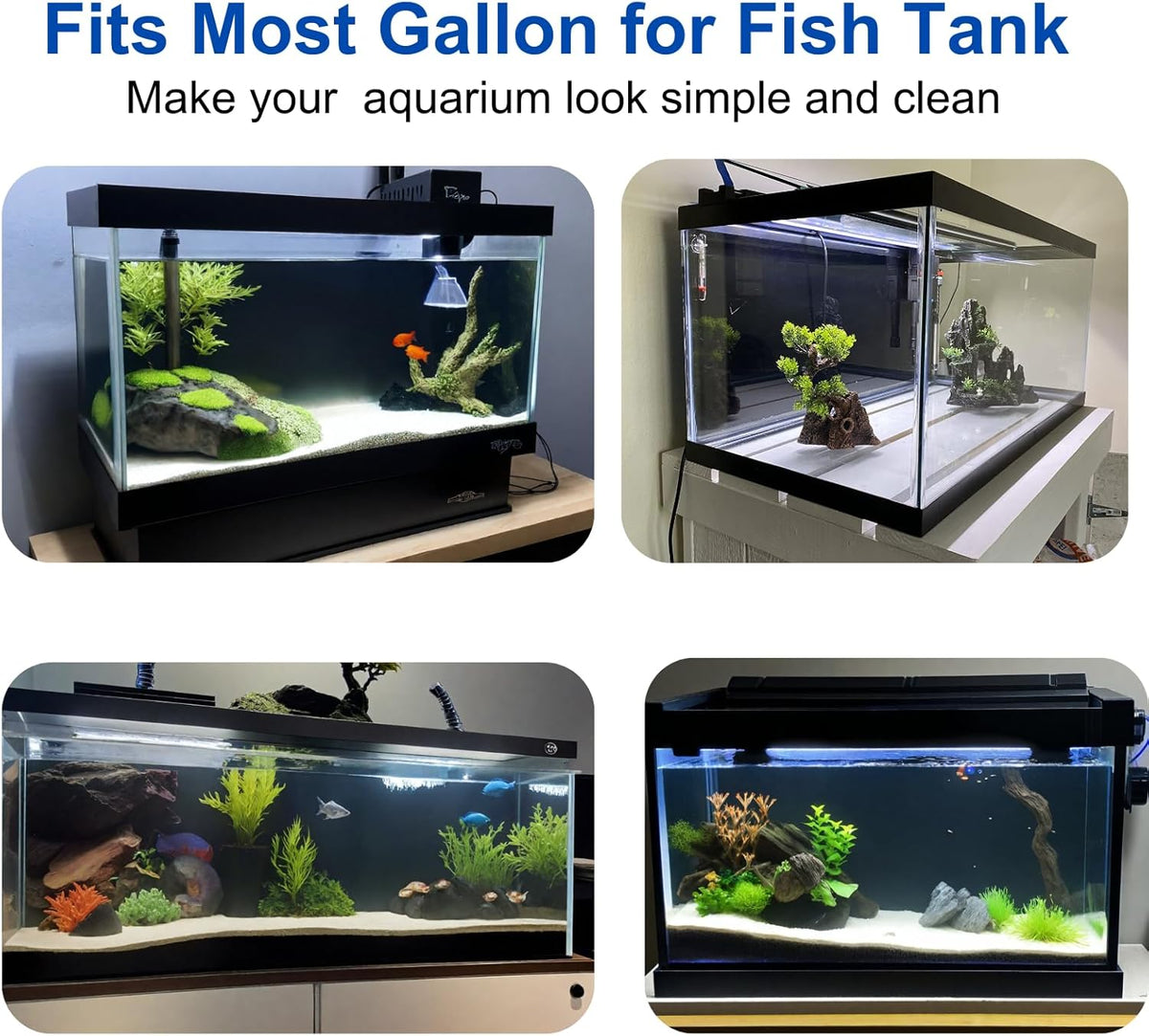 ELEBOX Aquarium Background Blue Black Fish Tank Background Picture 2 Sides Fish Backdrop for