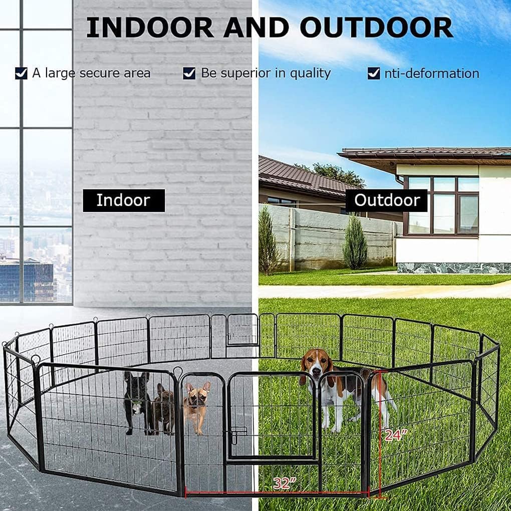BestPet | Dog Playpen | 24 Inch, 16 Panels | Heavy Duty Metal Pet Exercise Pen | Indoor Outdoor