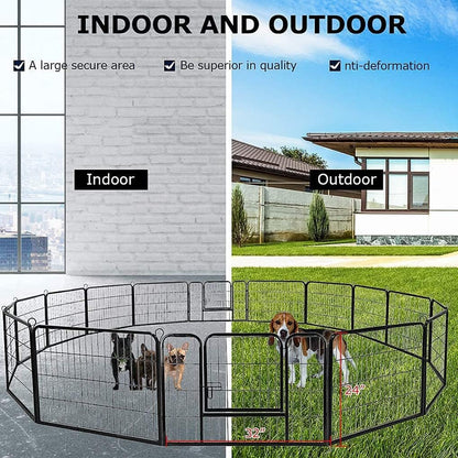 BestPet | Dog Playpen | 24 Inch, 16 Panels | Heavy Duty Metal Pet Exercise Pen | Indoor Outdoor