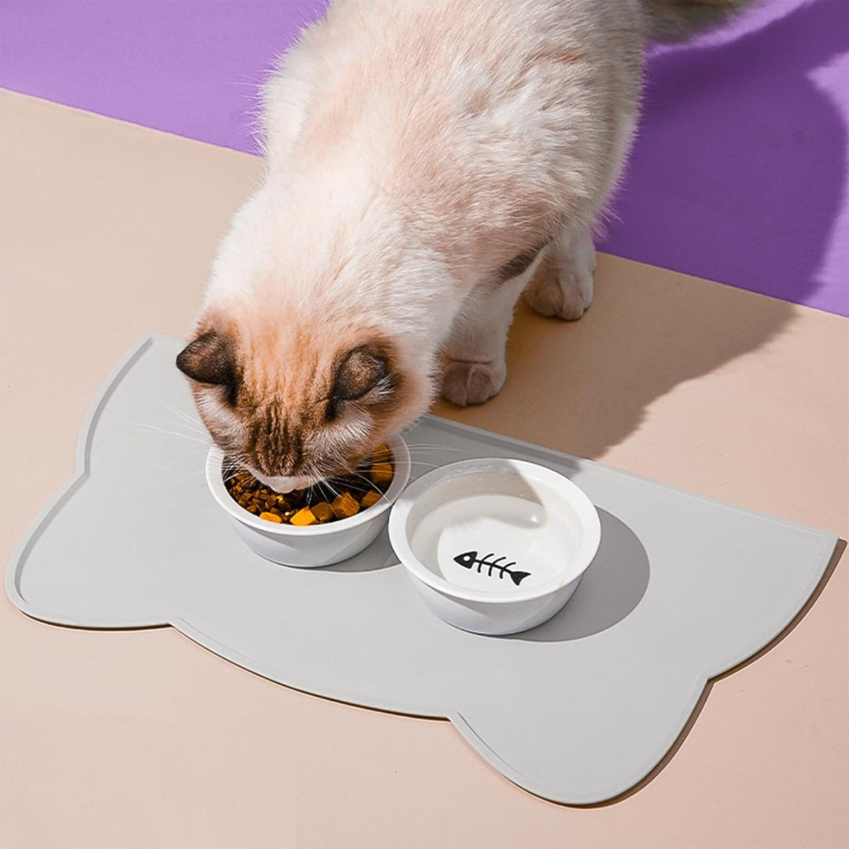 Cat Food Mat, Silicone Pet Feeding Mat for Floor Non-Slip Waterproof Dog Water Bowl Tray Cushion