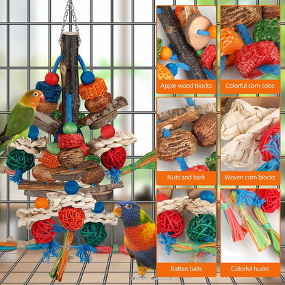 Bird Toys,Parrot Toys Exciting Chewing Fun for Parakeets,Cockatiels,Conures,Lovebirds,African Gray