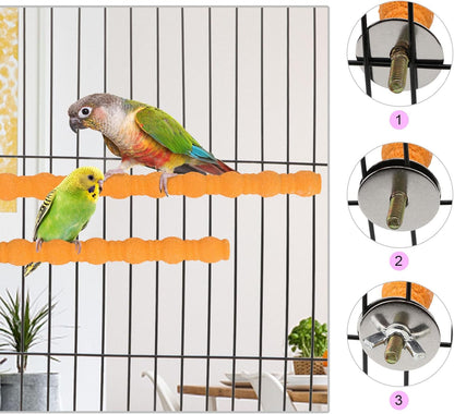 Hypeety 2PCS Wood Perch Stand Paw Grinding Stick Toy Pet Bird Cage Stand Platform for Bird Parrot
