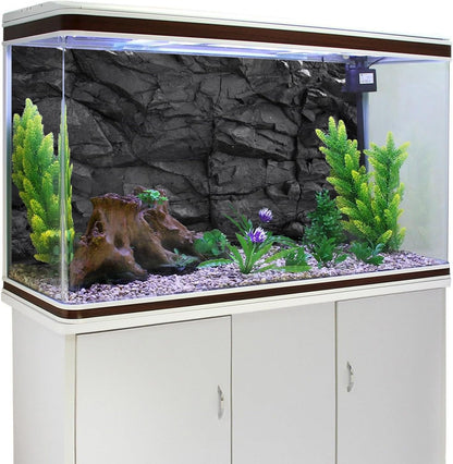 AWERT 24x12 inches Stone Aquarium Background Black Rock Fish Tank Background Rocky Terrarium