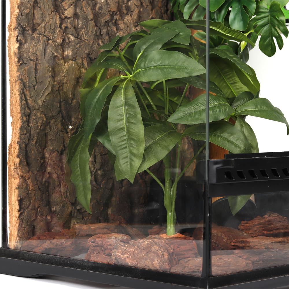 Fake Green Money Tree Plant, Reptile Decor for Terrarium, Crested Gecko Tank Accessories fit
