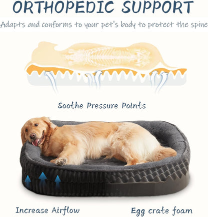 Orthopedic Dog Bed for Large Dogs Breeds, High Density Egg Crate Foam Dog Sofa Beds,Oval Kennel