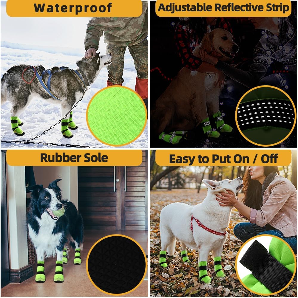 Dog Shoes for Hot Pavement Anti-Slip Dog Boots & Paw Protectors for Winter Snowy Day Summer Dog
