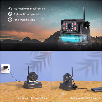 Magnetic RV Wireless Backup Camera, HD 1080P 10" Loop Recording Monitor, 2-Rear View 2-Side View