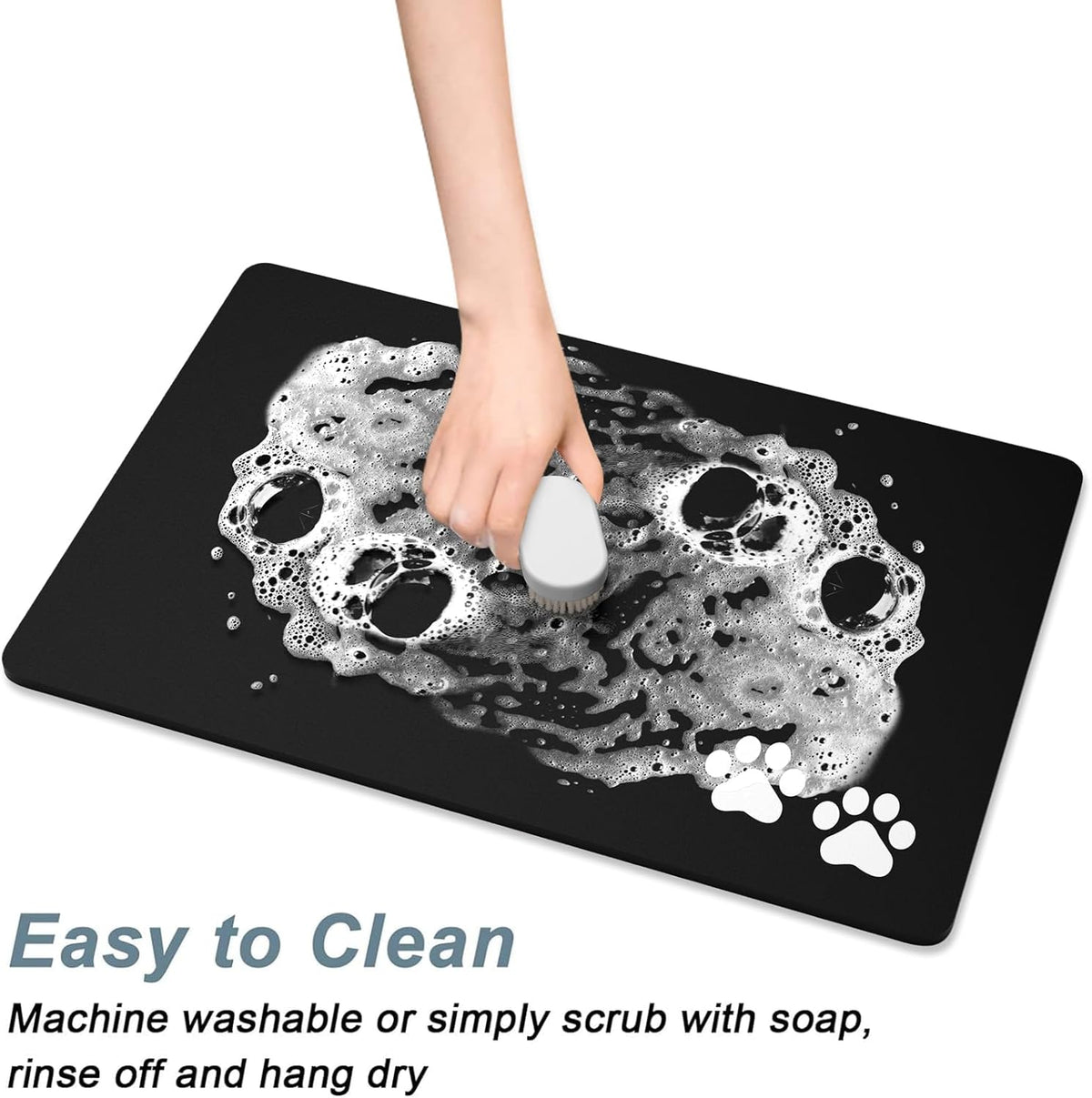 Rnivvi Dog Food Mat, 16" x 24" Footprint Absorbent Dog Cat Bowl Mat for Food and Water, Cute