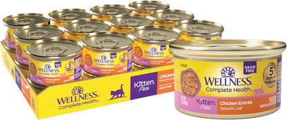 Wellness Complete Health Pate Kitten Wet Cat Food, Natural, Protein-Rich, Grain Free, 3 Ounce, 24