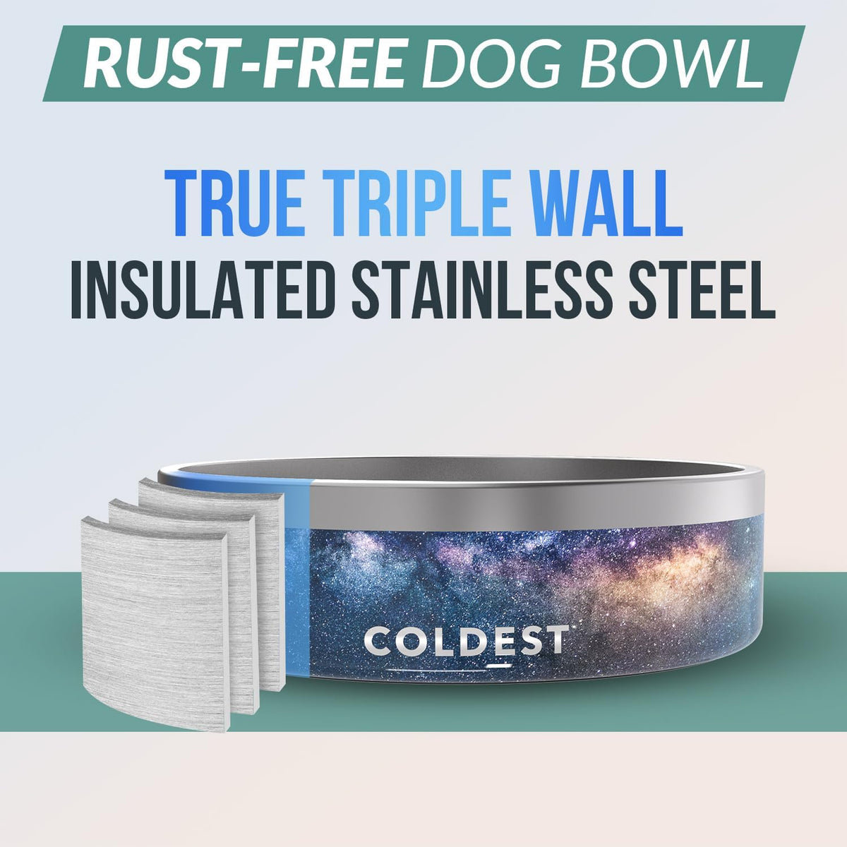 Coldest Dog Bowl - Anti Rust Metal, Non Slip, 3 Layers Insulated Stainless Steel Dog Bowls - Spill