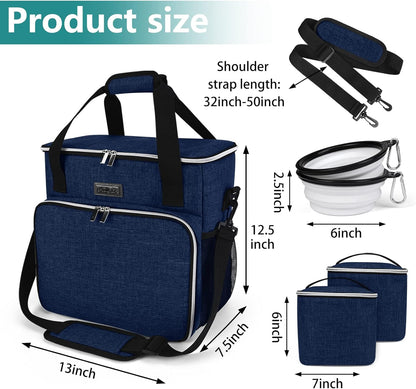 BAGLHER Dog Travel Bag, Pet Travel Bag (ALL Pet Travel Supplies), With 2 Pet Food Containers and 2