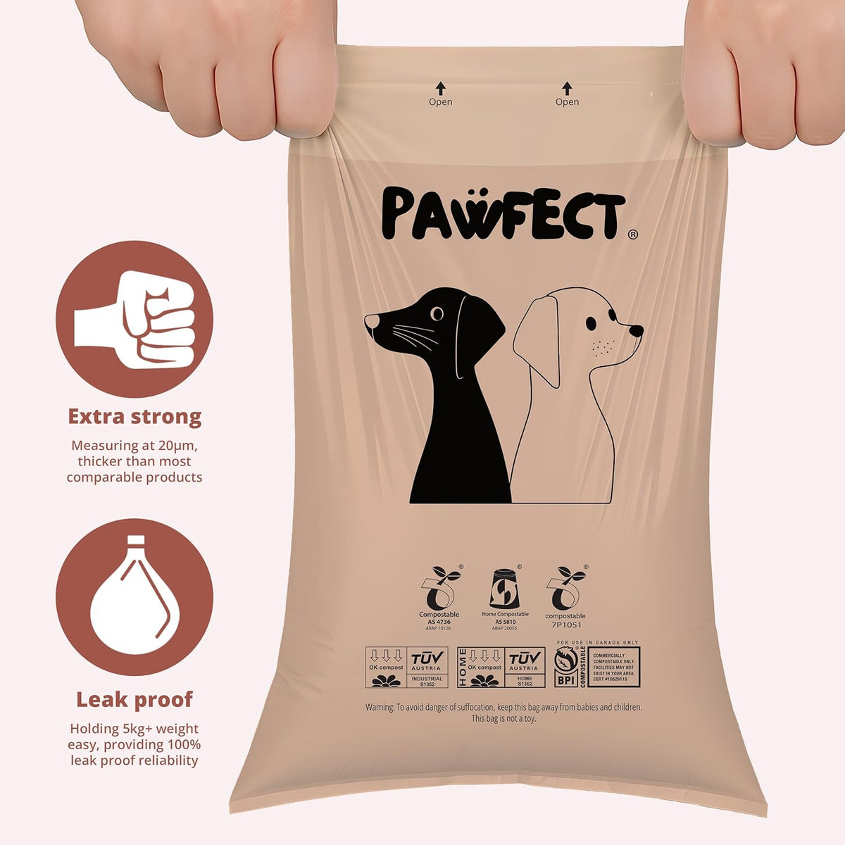 Pawfect Dog Poop Bags Rolls - Biodegradable Doggie Bags, Compostable Dog Waste Bags, BPI Certified