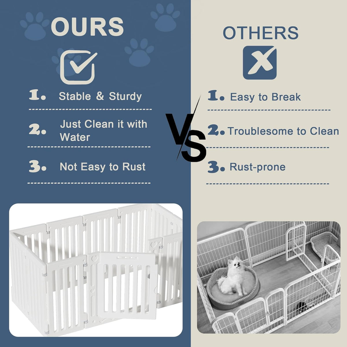 Dog Playpen with Door, DIY Shape Combination Puppy Pen,25.5" H 10-Panel Dog Fence,Non-Slip & Secure