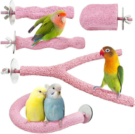 PINVNBY 5 Pack Bird Perch Resin Bird Beak Grinding Stone Parrot Cage Perch Stand Platform Foot