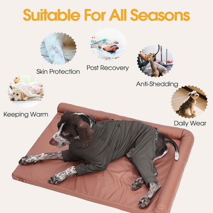 Medium Dog Pajamas with Back Zipper & Adjustable Drawstrings, Soft Dog Onesie Pjs, Easy On/Off