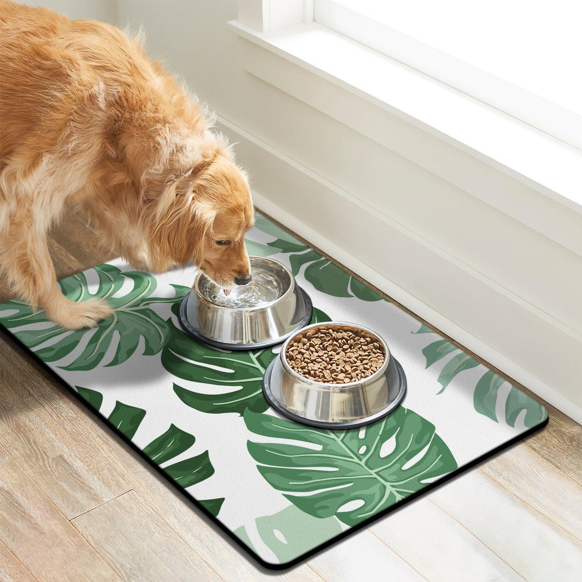 Dog Food Mat for Floors - Absorbent Bowl Mat for Food and Water Dispenser, Quick Dry Pet Supplies