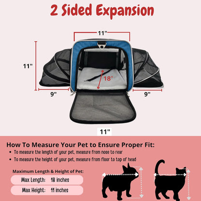 Airline Approved Expandable Premium Pet Carrier on Wheels- Two Sided Expandable Rolling Carrier