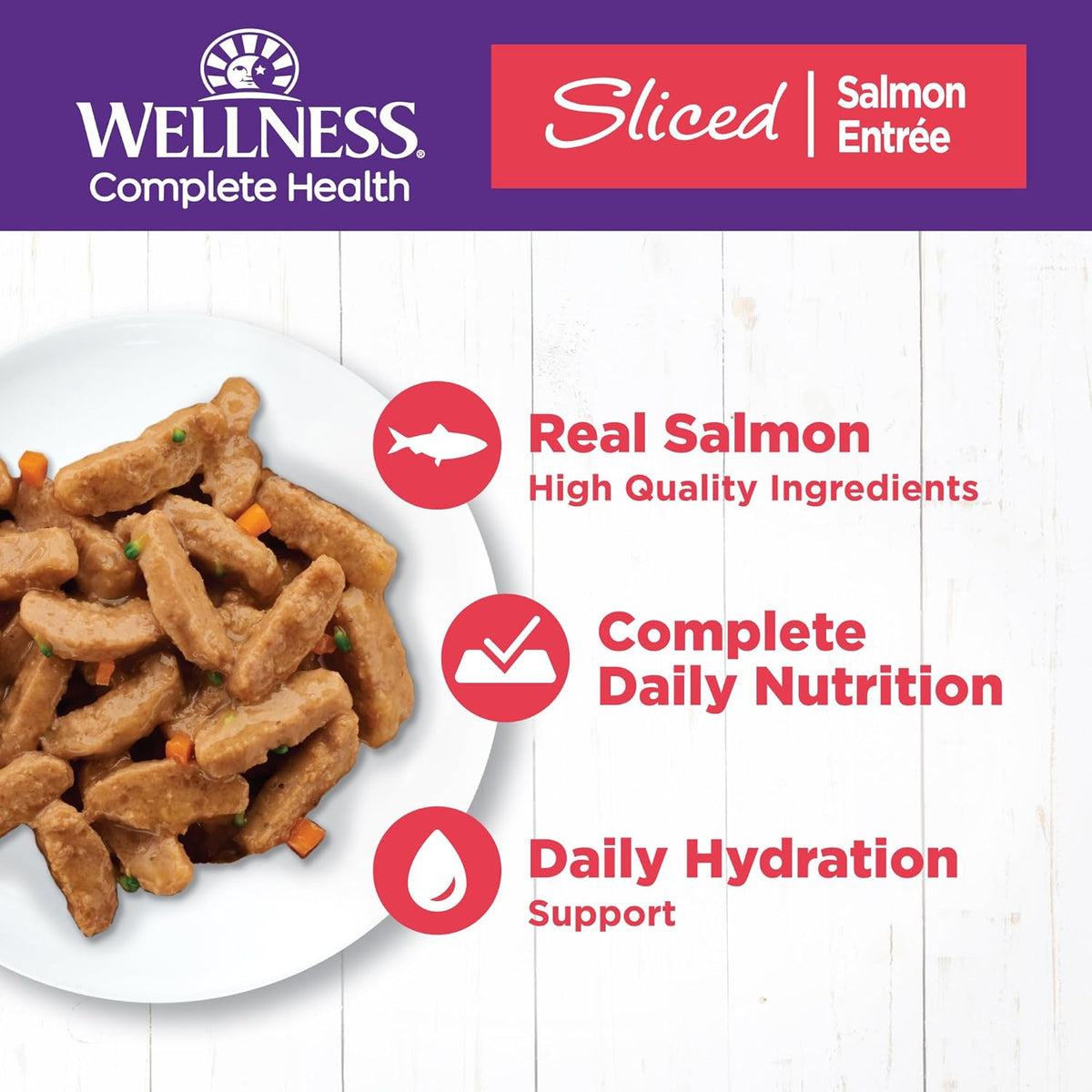 Wellness Complete Health Sliced Adult Wet Cat Food, Natural, Protein-Rich, Grain Free, 3 Ounce, 24