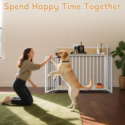 42inch Dog Crate Furniture, Medium Dog Kennel Indoor, Decorative Pet House End Table, Wooden Cage