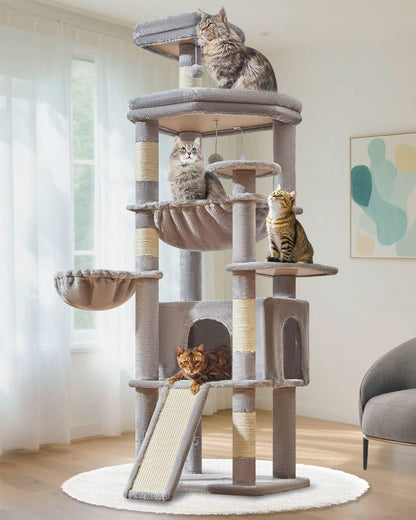 Taoqimiao 72 Inches Cat Tree for Large Cats, Multi-Level Tall Cat Tower, Widened Cat Condo with
