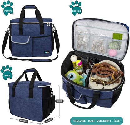 PetAmi Dog Travel Bag - Travel Pet Organizer with Food Container and Bowls, Perfect for Weekend