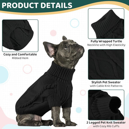 Queenmore Dog Sweater Large Size,Warm Dog Sweaters for Big Dogs,Chunky Knitted Doggy Sweater for