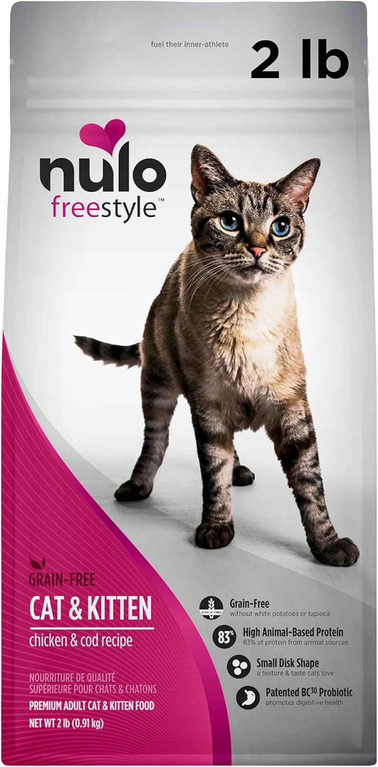 Nulo Freestyle High Protein Cat & Kitten Food, Chicken & Cod Recipe - Natural Grain-Free Dry Cat