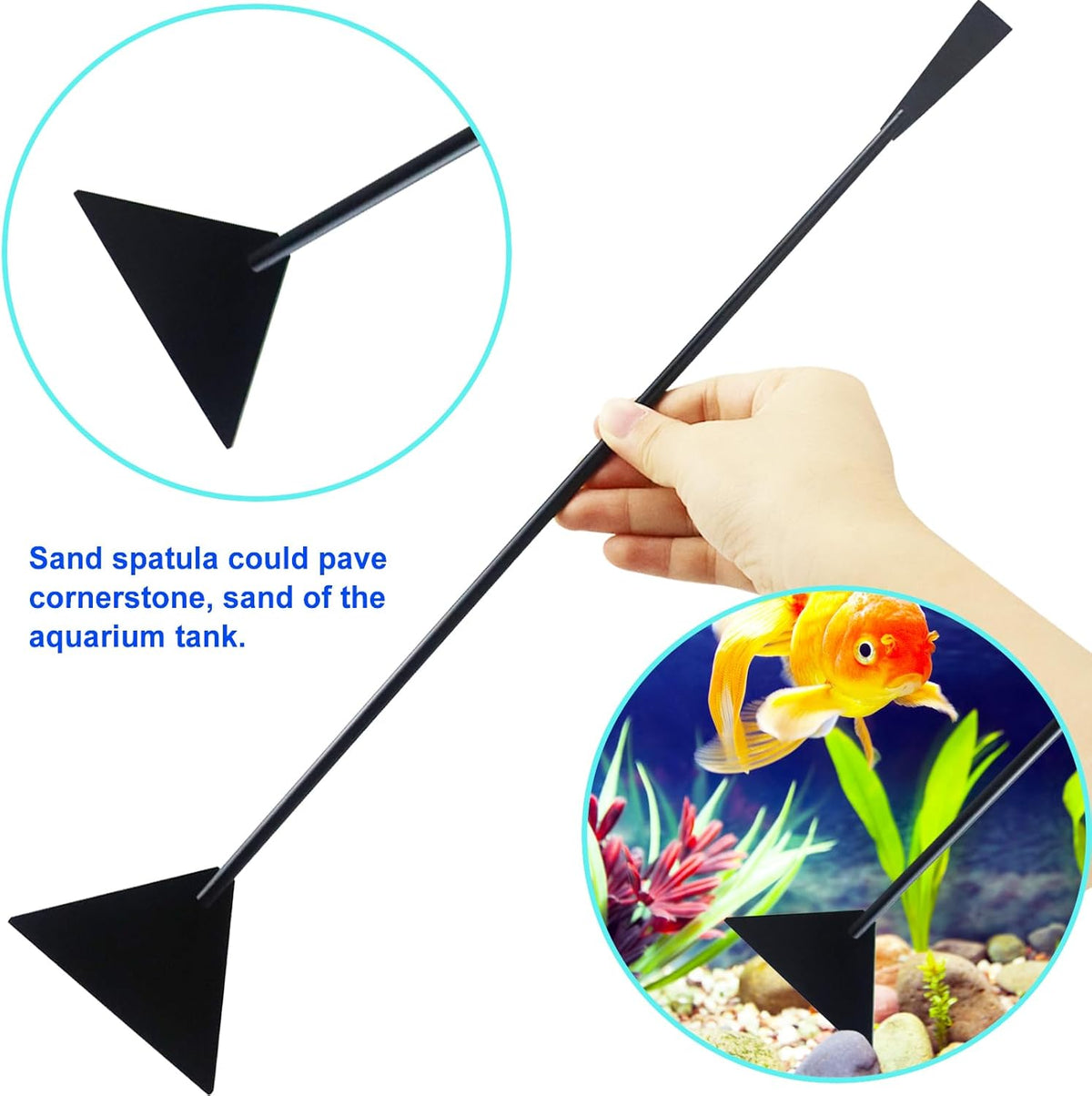 Aquarium Aquascape Tools Kit, Long 15 Inch Stainless Steel Aquatic Plants Tools, 4 in 1 Anti-Rust