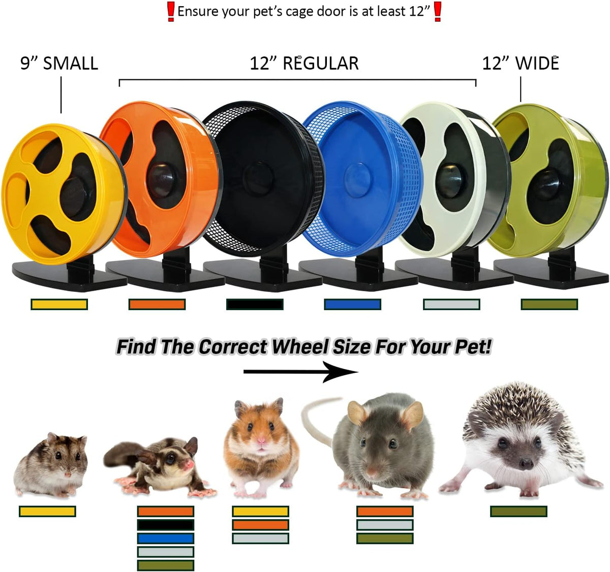 Silent Runner 12" Wide + Cage Attachment - Silent, Fast, Durable Exercise Wheel - Sugar Gliders