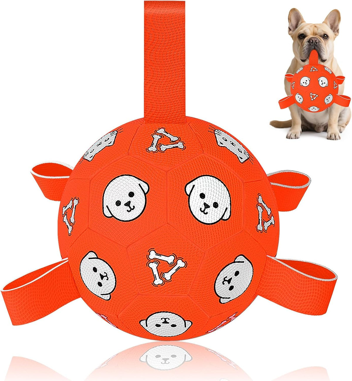 Dog Toys Soccer Ball with Straps, Durable Dog Balls, Interactive Dog Toys for Tug of War, Floating