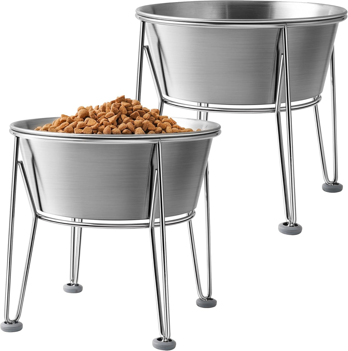 Elevated Dog Bowls for Large & Medium Dogs - Stainless Steel 64oz/8 Cup Raised Feeder with Non-Slip