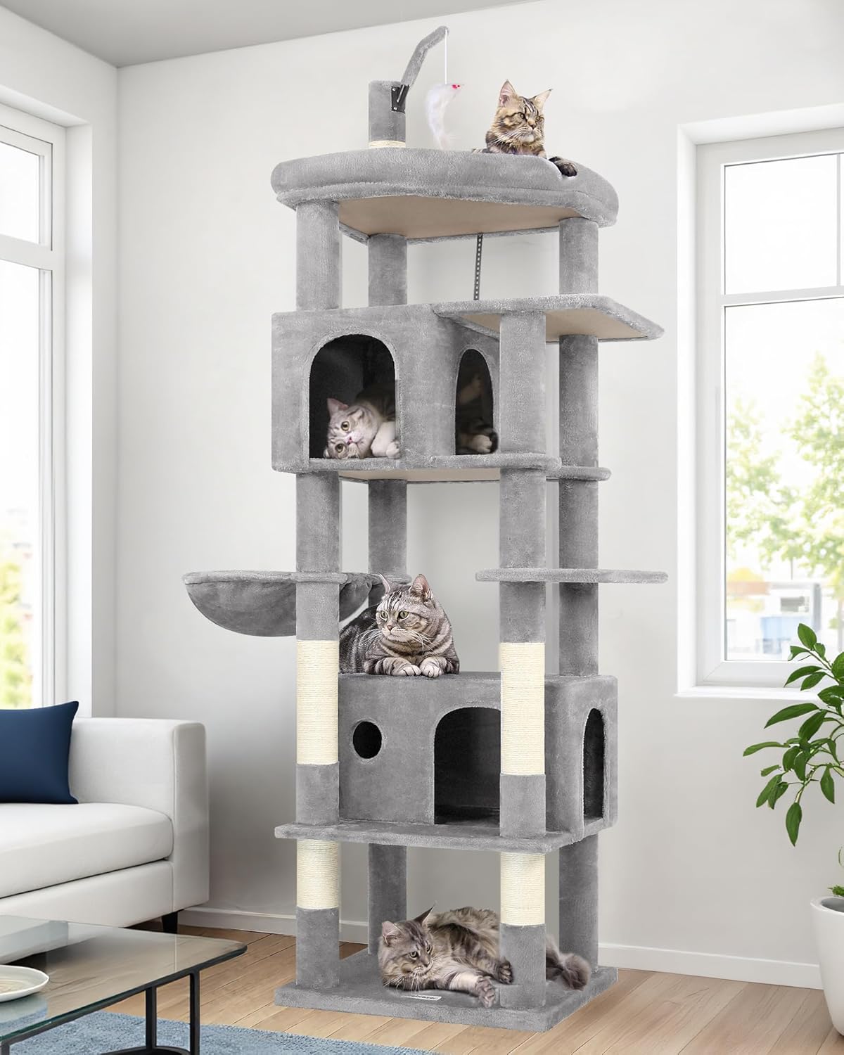 Globlazer Large Cat Tree Tower, Tall Cat Tree Condos for Indoor Cats Large Adult Cat Climbing Tower