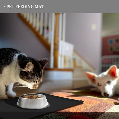 Waterproof Pet Feeding Mat with High Raised Edges, Heavier and Thicker Placemats for Cat Dog Water