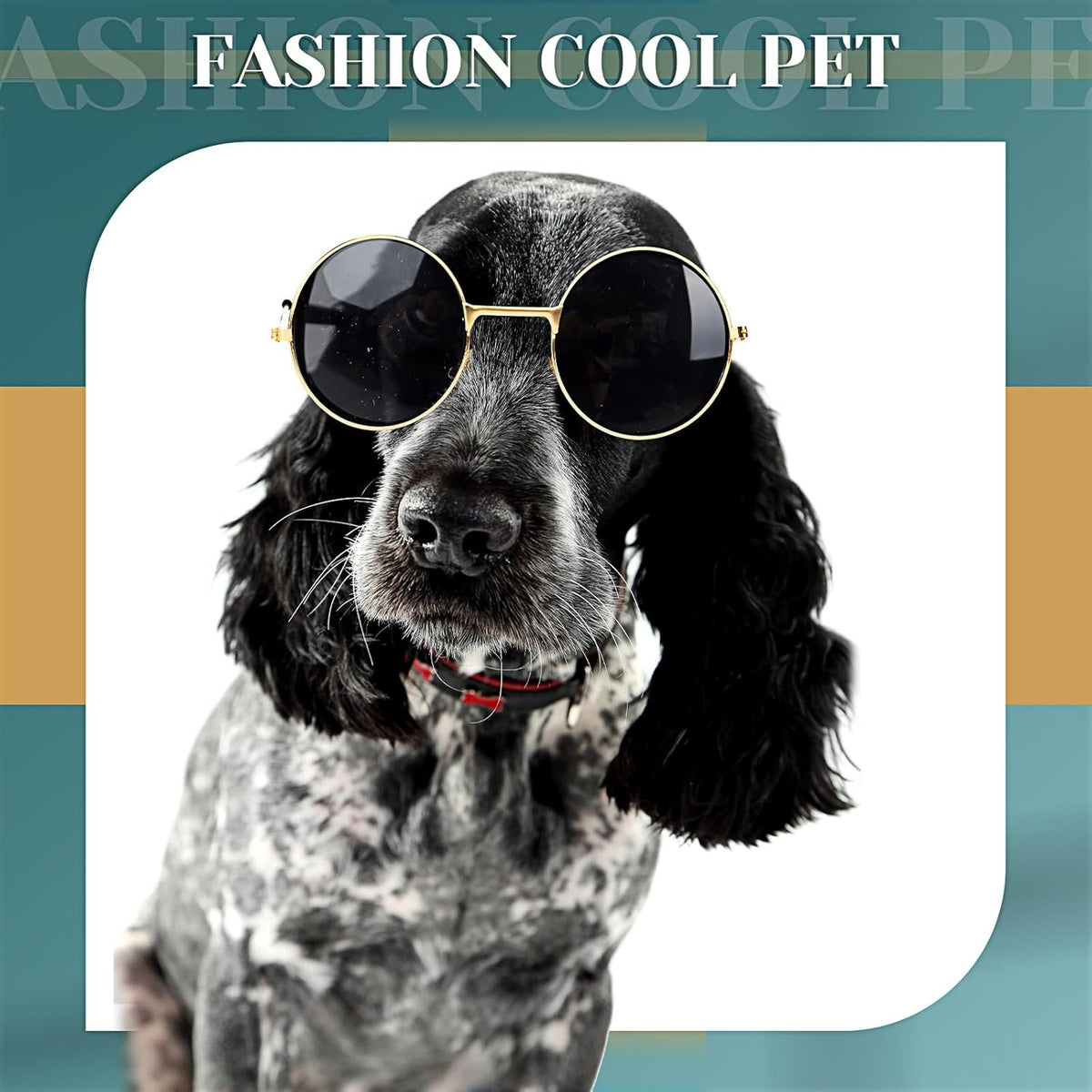 Dog Sunglasses Retro Pet Glasses Doll Glasses Classic Round Dog Glasses Metal Cat Puppy Eye Wear