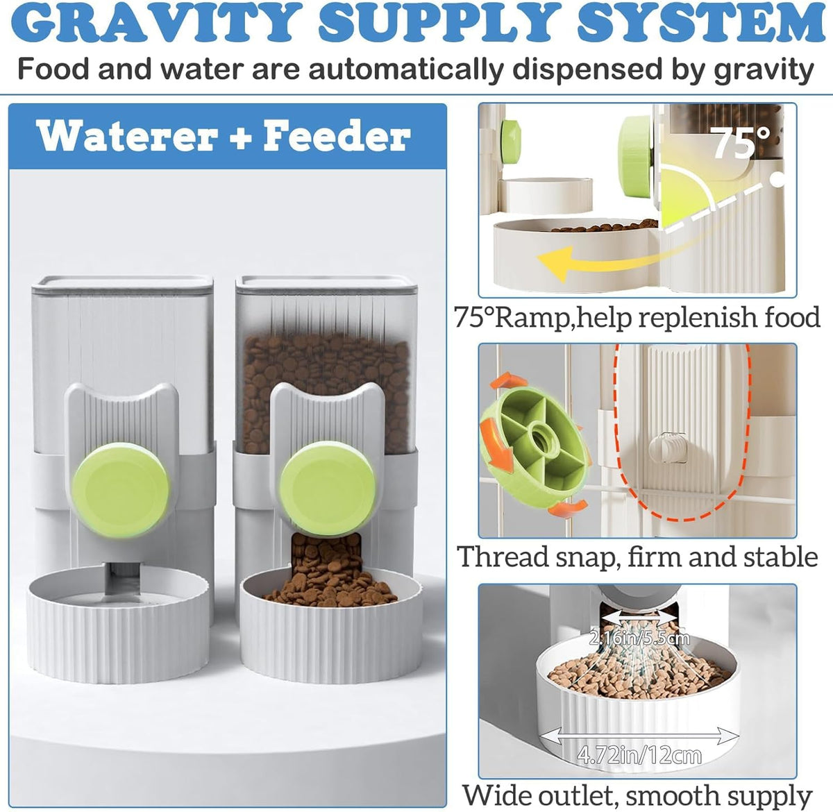 kathson Rabbit Gravity Auto Feeder Set 35oz Hanging Automatic Food Water Dispenser Cage Automatic