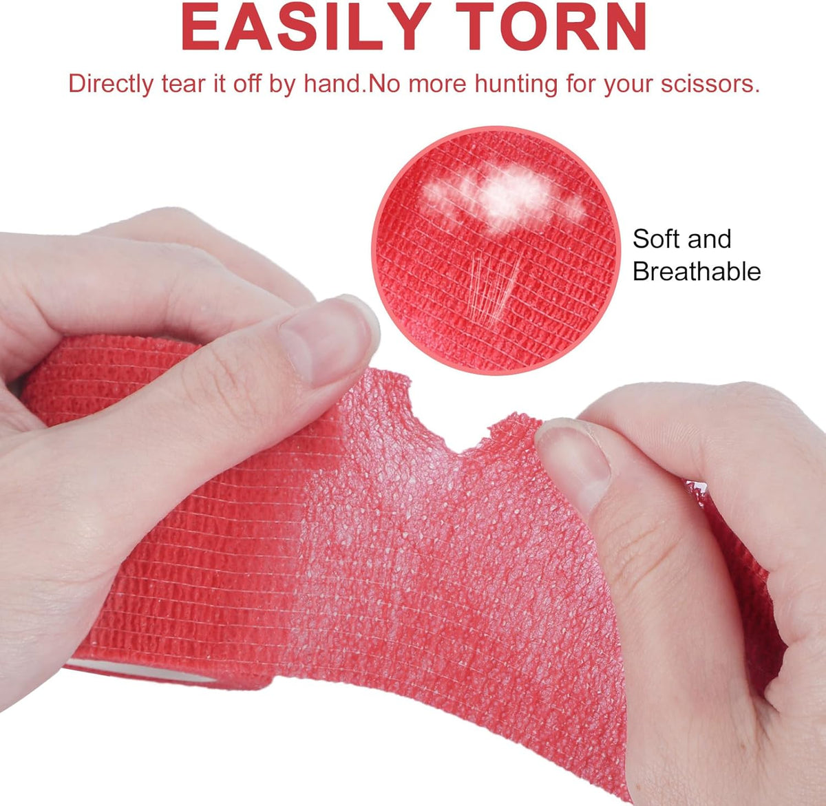 24 Pack Self Adhesive Bandage Wrap 2 Inch, Cohesive Medical Tape for Sports, Elastic Vet Wrap for
