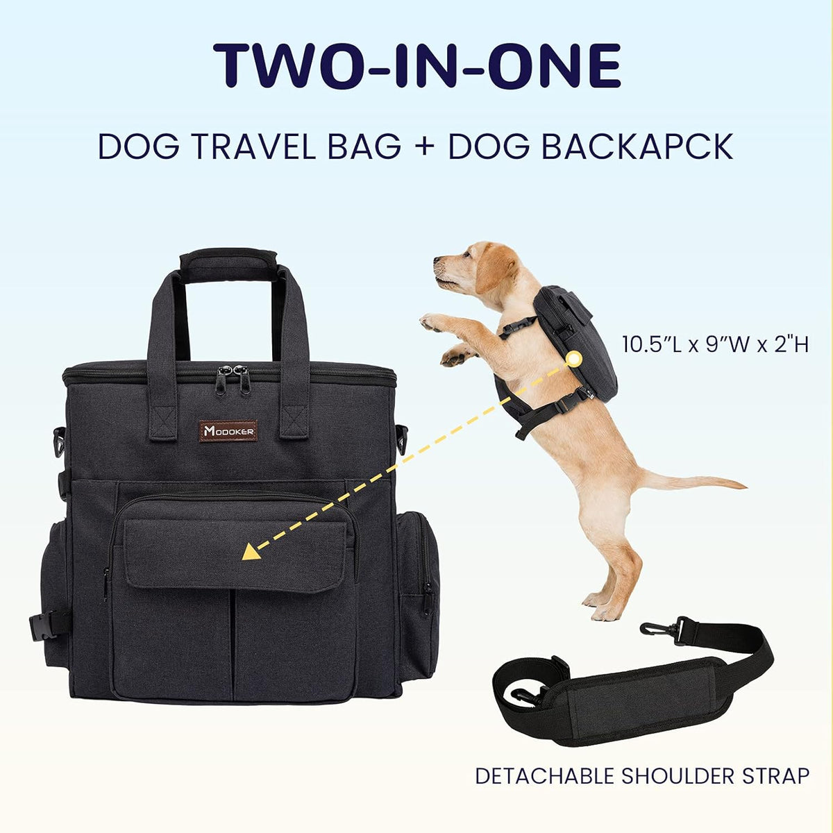 Modoker Dog Travel Bag with 2 Collapsible Dog Bowls, 1 Dog Backpack, Airline Approved Pet Travel