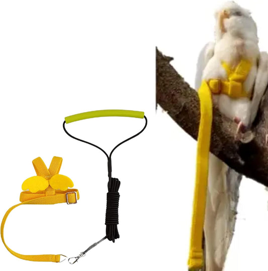 Pet Parrot Bird Harness Leash Adjustable Bird Flying Harness Traction Rope with Cute Wing for
