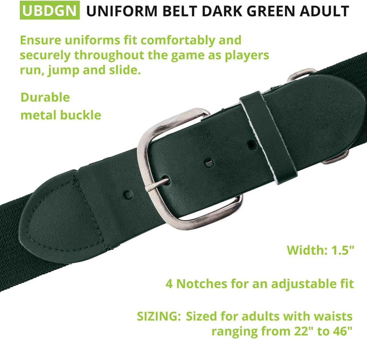 Champion Sports Baseball/Softball Uniform Belt, Comfort Stretch Fit Durable Syntex Tab - Youth &