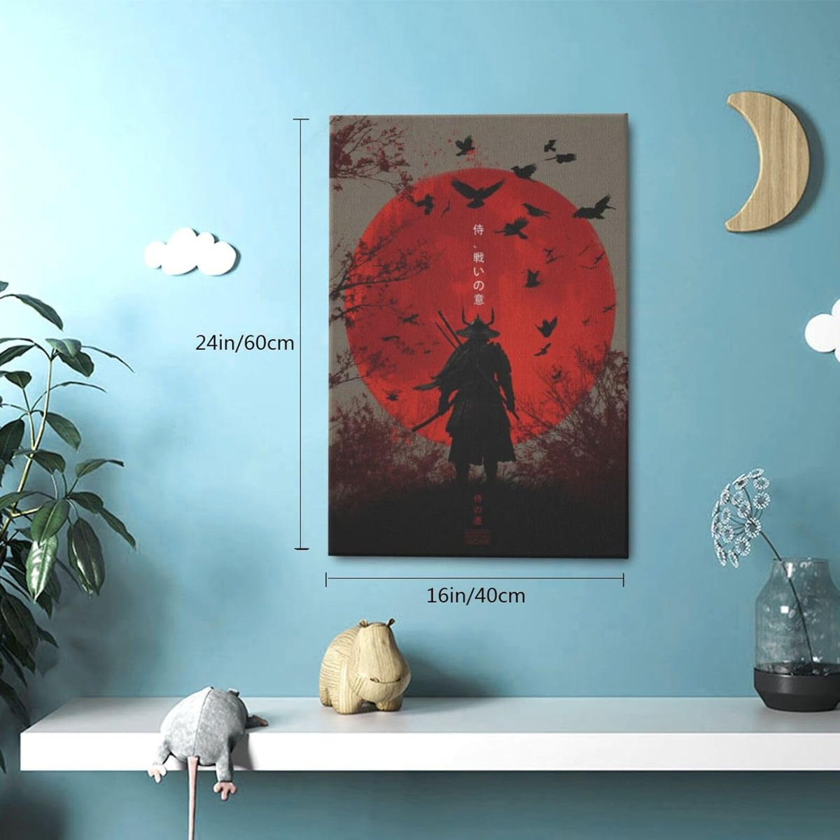 Japanese Armored Samurai Wall Art Modern Japan Warrior Canvas Wall Decor Asian Oriental Bushido