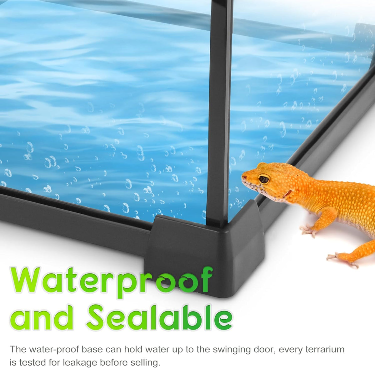 Mini Reptile Glass Terrarium 8"x8"x12" Durable Reptile Habitat Tank with Heat Resistant Aluminum