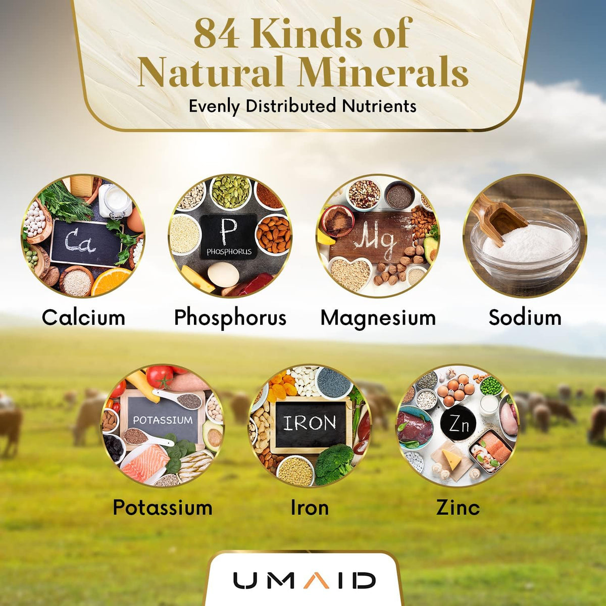 UMAID Himalayan Salt Lick 6 lbs. on Rope for Horses, Deer, Goats, Cow, Sheep, Cattle, Alpacas, and